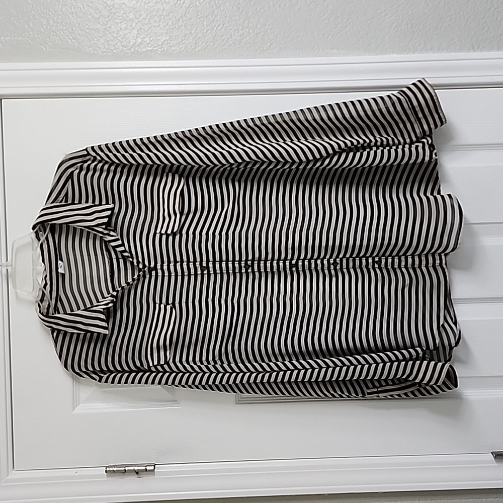 Womens long sleeve sheer striped  blouse. XXL